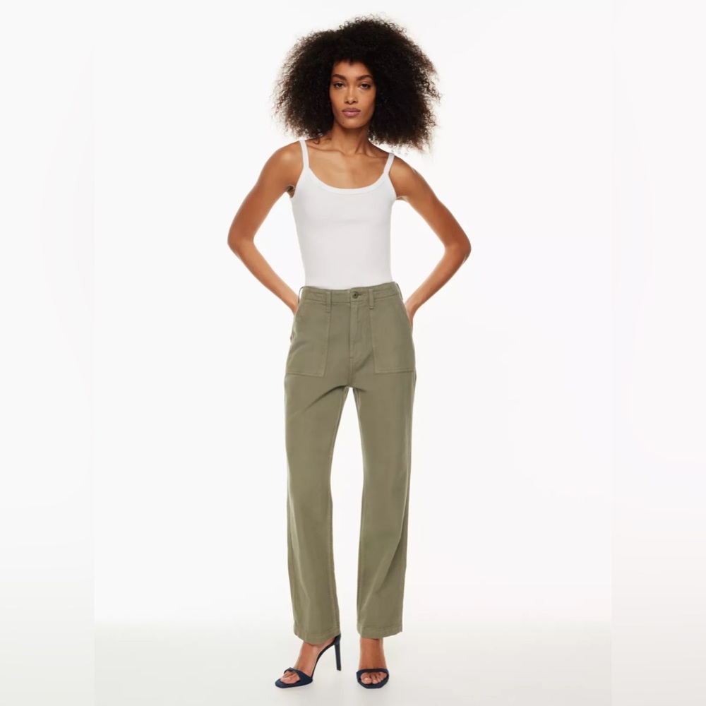 Aritzia High Rise Straight Jeans in Olive Green